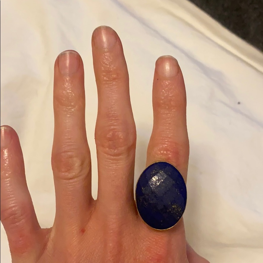 Kt Collection Handmade Lapis Stone Gold Ring